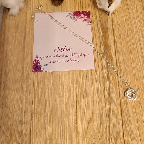 Beautiful Twisted Hoop Sister Necklace in SILVER - Picture 9 of 11